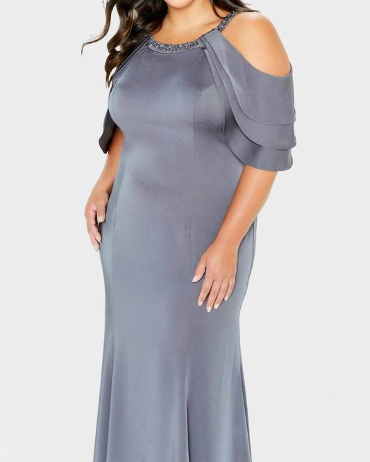 Montage By Mon Cheri - Cold Shoulder With Tiered Sleeves Gown