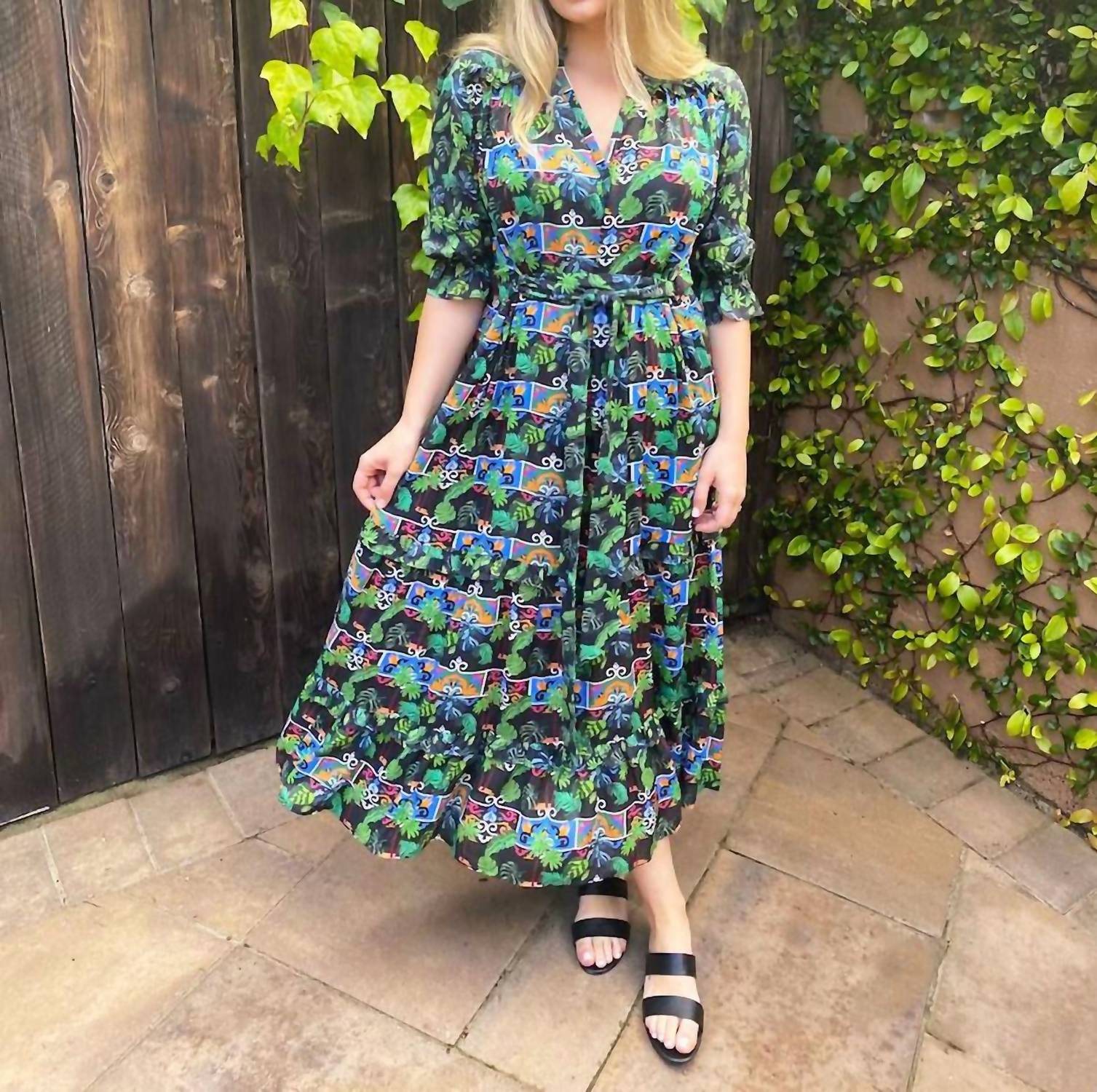 Emily Lovelock - Adela Tropical Print Midi Dress