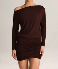 Oh Polly - Mira Modal Off-shoulder Wrap Mini Dress