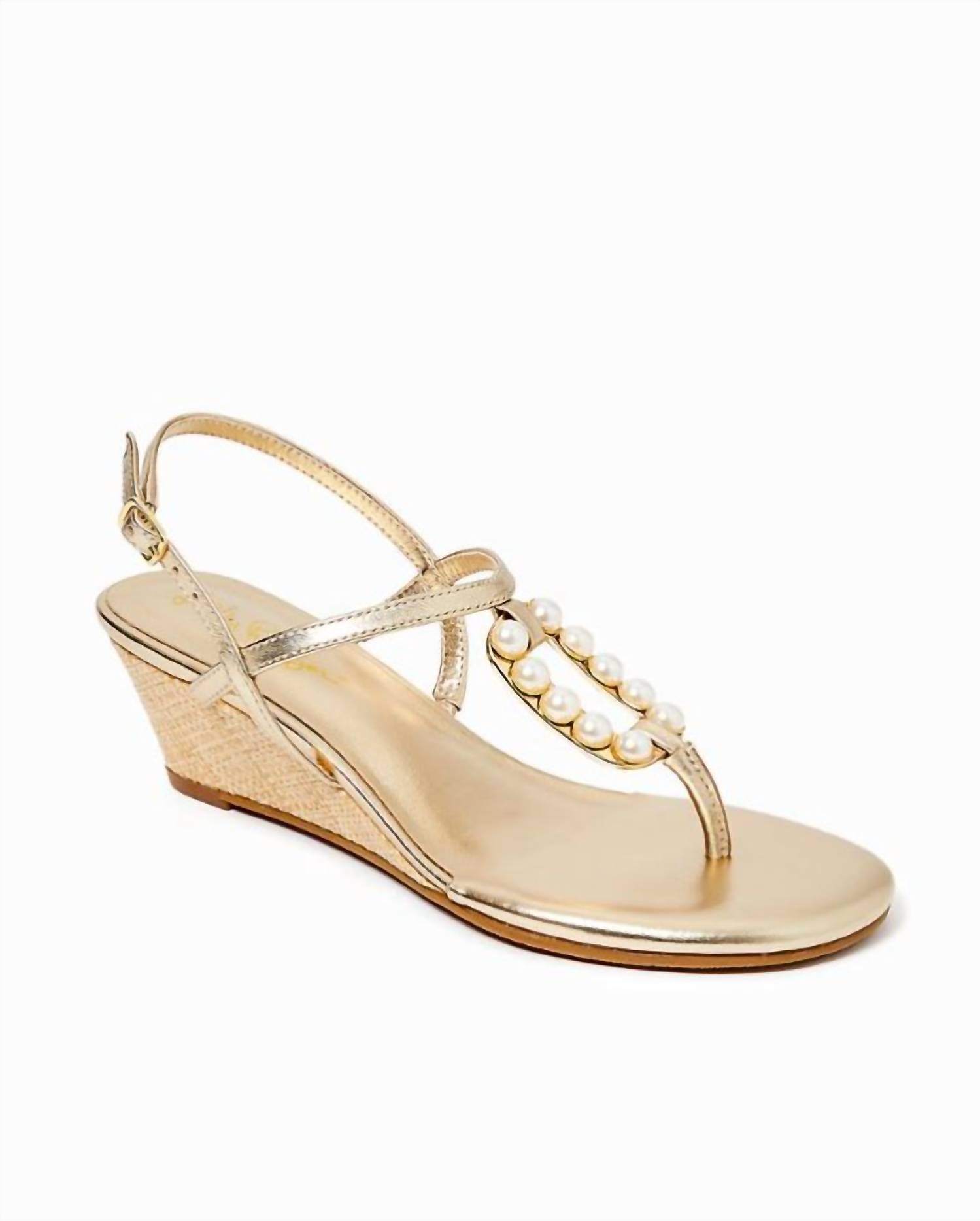 Lilly Pulitzer - Women's Good As Gold Pearl Wedge Sandal