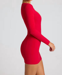 Oh Polly - Luciana Heart Cut Out Long Sleeve Mini Dress