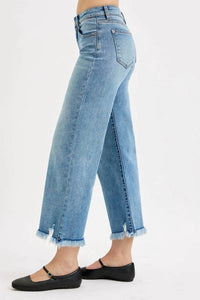 Risen - Mid Rise Crop Wide Leg Jeans
