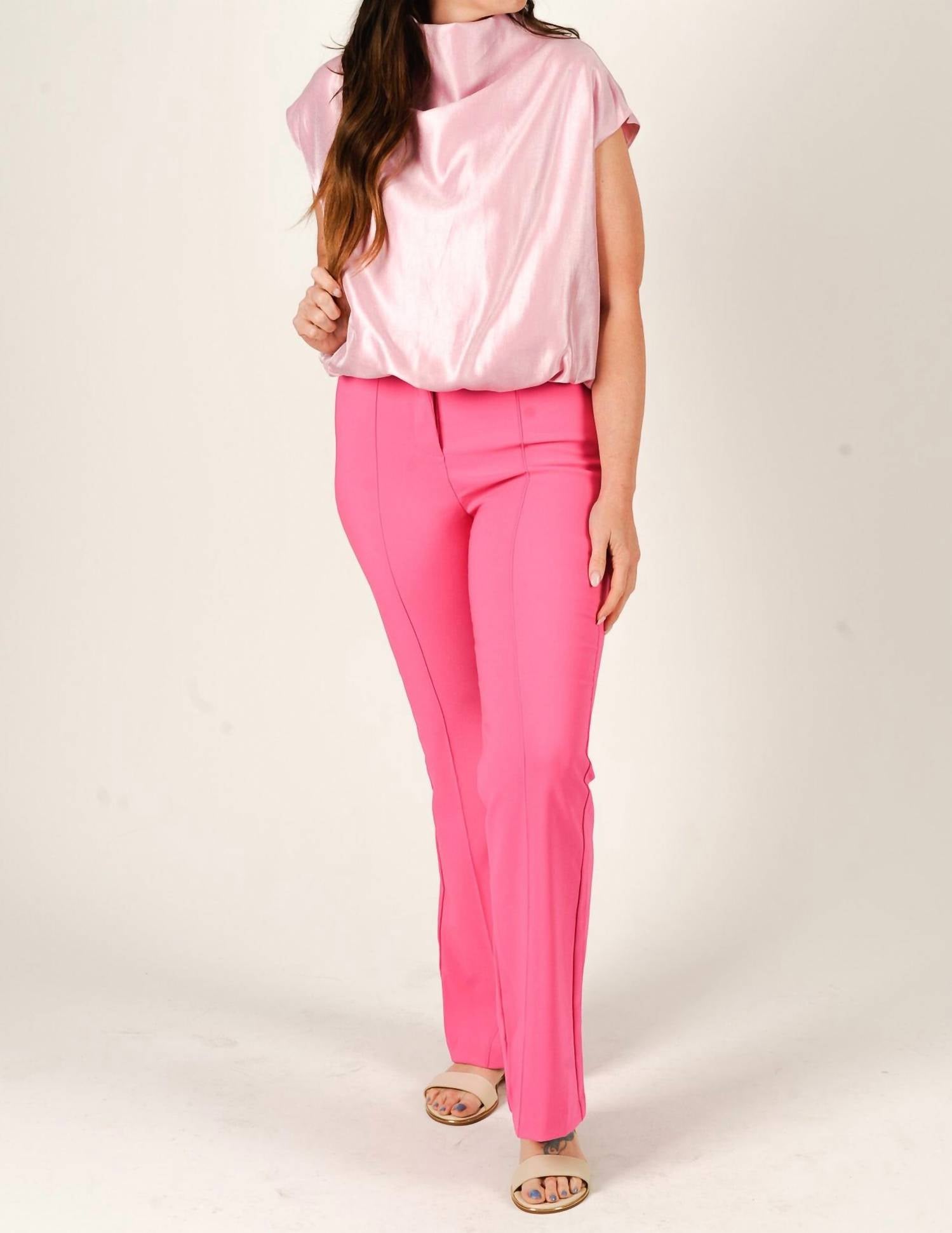 GLAM Valencia High Waist Trousers in hot pink - women's pants