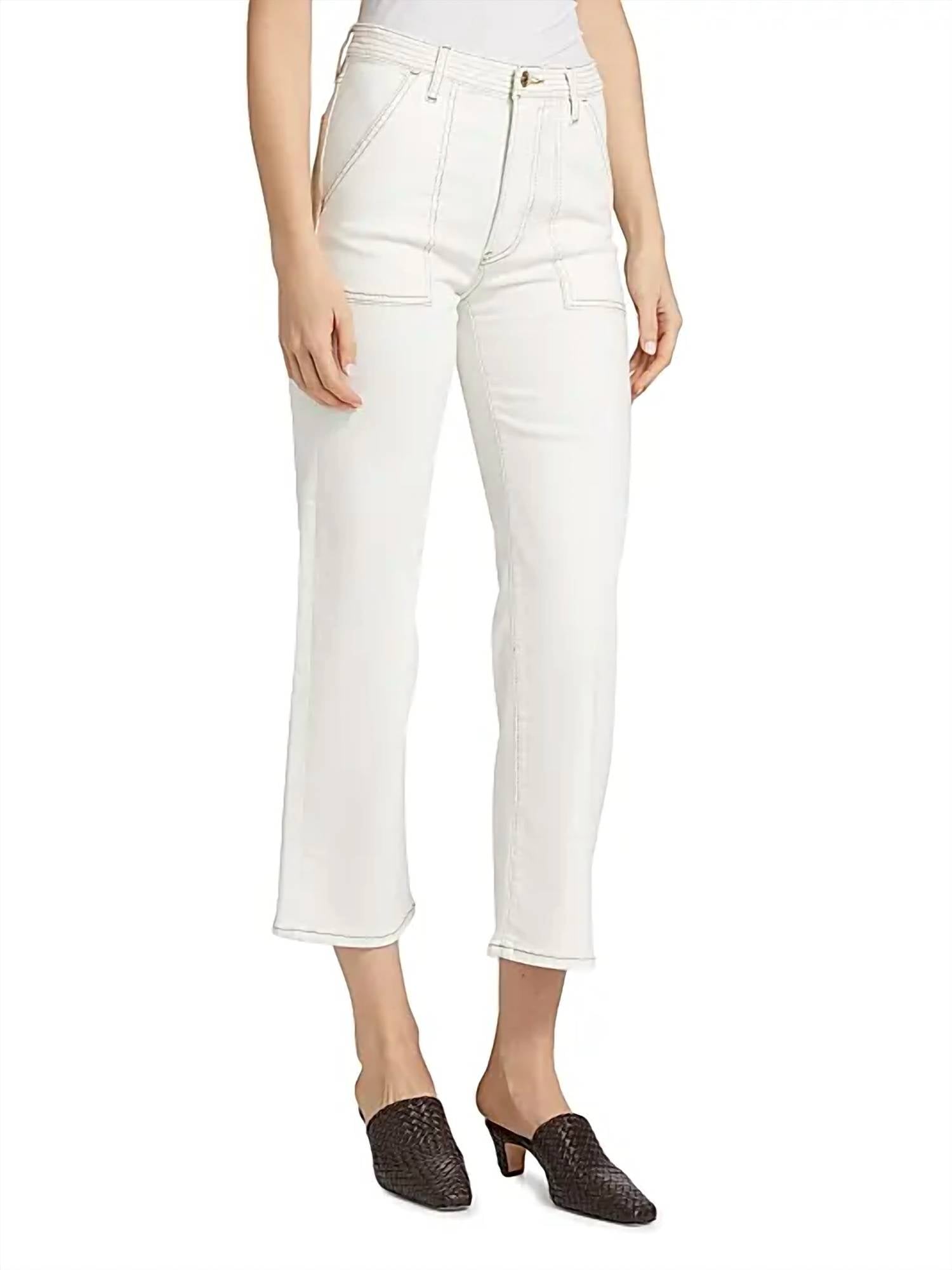 Frame - Trapunto High Waist Ankle Straight Leg Jeans