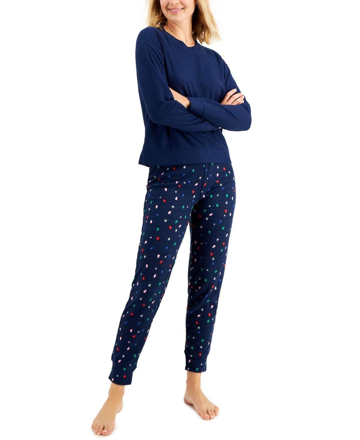Jenni By Jennifer Moore - Long Sleeve Waffle Pajama Set