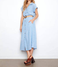 Charlie B - Striped Linen Blend Maxi Dress With Belt