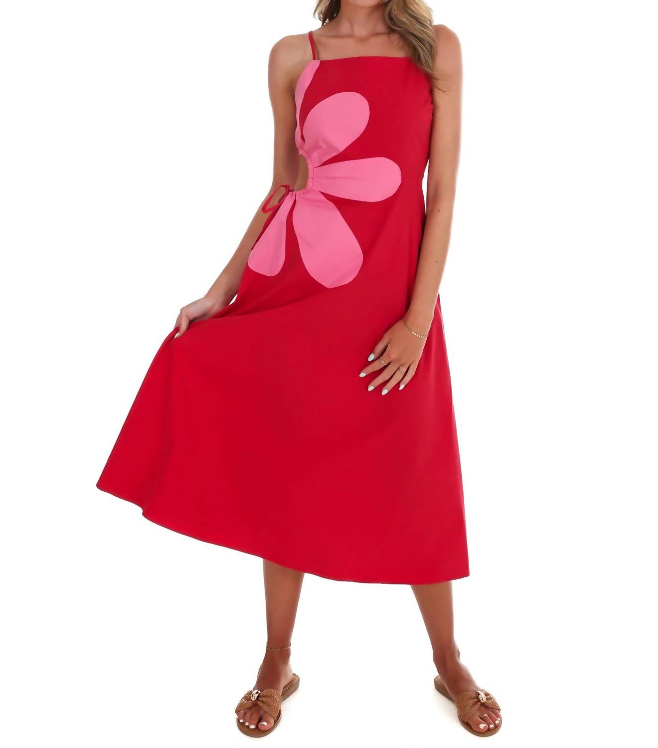 Very J - Women's Wildflower Wishes Floral Cut Out Midi Dress