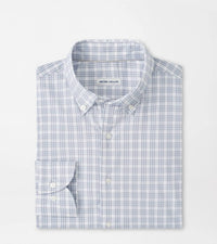 PETER MILLAR Douglas Crown Lite Cotton-stretch Sport Shirt in blue - men's shirt - detail view