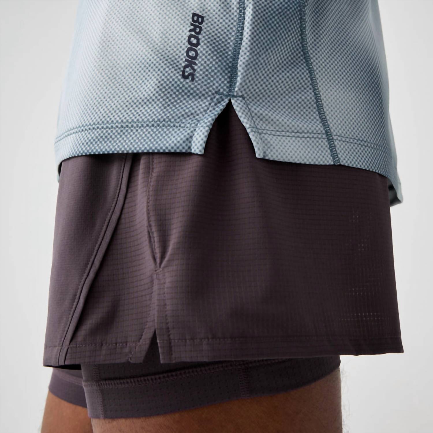 BROOKS Dash Short Sleeve Printed Shirt in euphoryc slate - men's shorts - alternate view