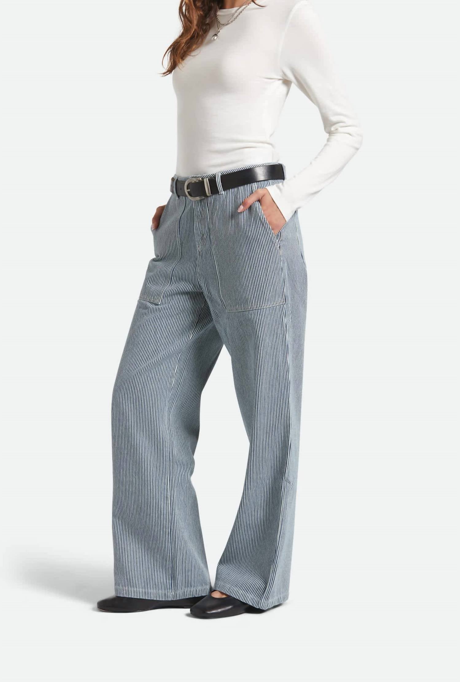 Brixton Jane Utility Wide Leg Pants in off white mood indigo - women's jeans - alternate view