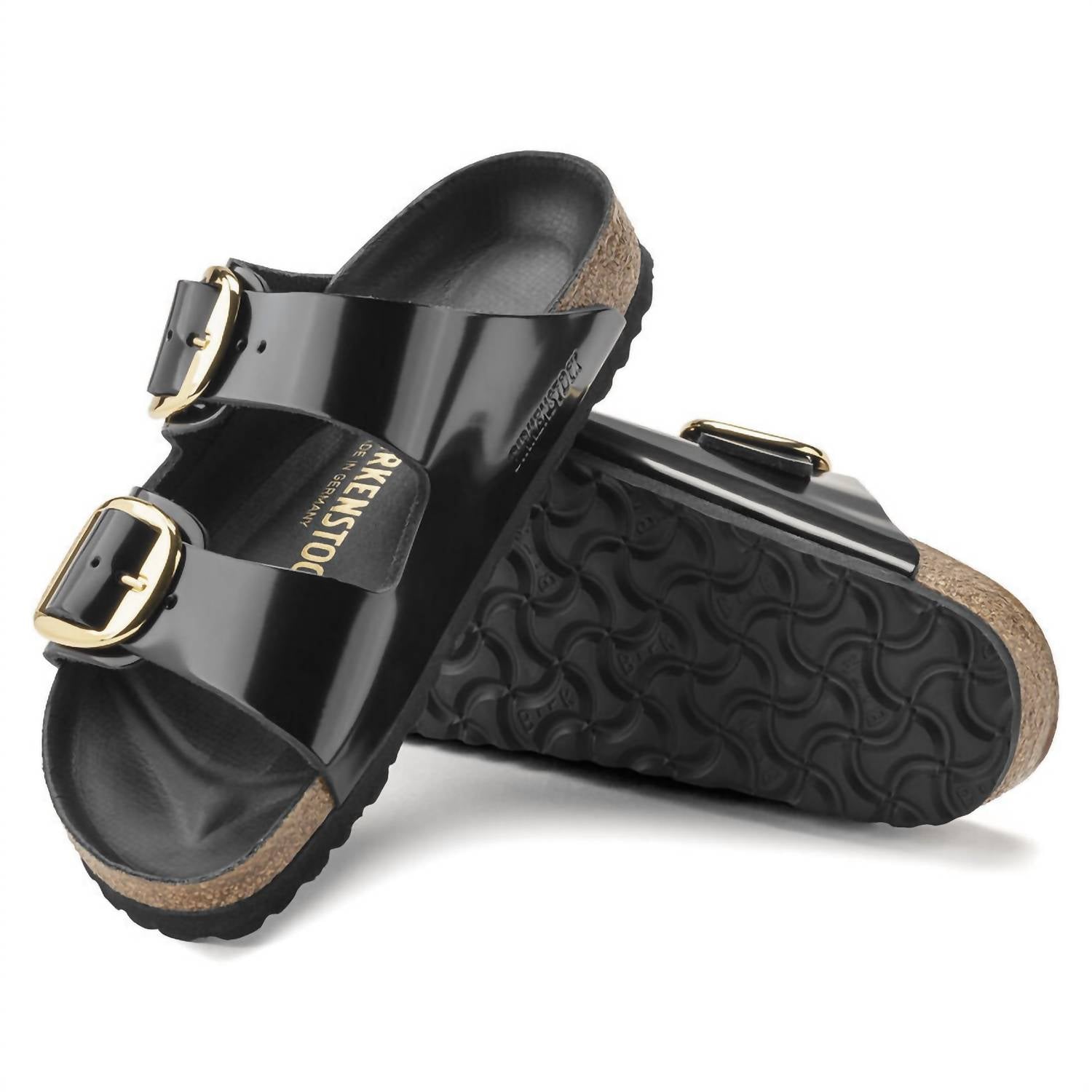 BIRKENSTOCK Women's Arizona Big Buckle Sandals in high shine black 1 - women's sandal - alternate view
