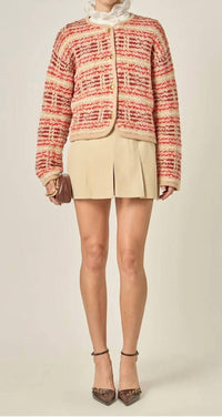 English Factory - Women's Pleated High Waisted Twill Skort