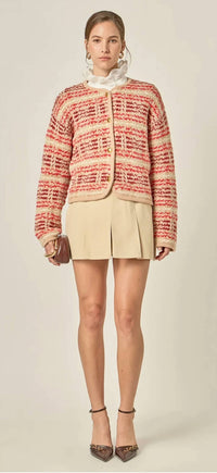 English Factory - Women's Pleated High Waisted Twill Skort