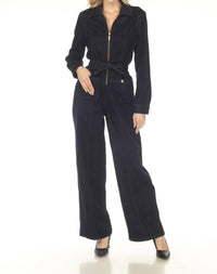 Joseph Ribkoff - Zip Front Belted Denim Jumpsuit