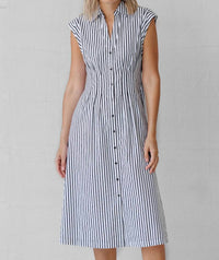 Go By Go Silk - Go Fit and Flare Cotton Stripe Dress