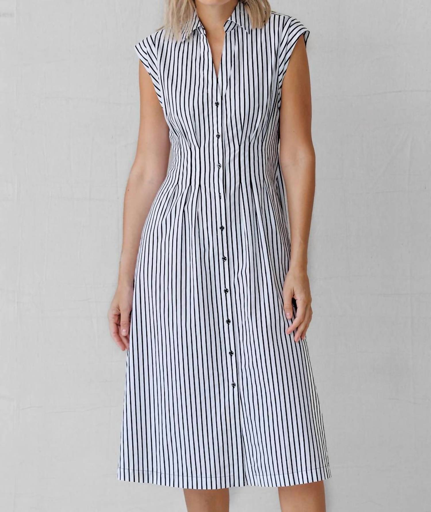Go By Go Silk - Go Fit and Flare Cotton Stripe Dress