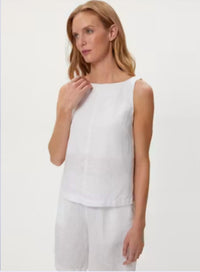 Michael Stars - Zora Herringbone Linen Straight Neck Sleeveless Tank