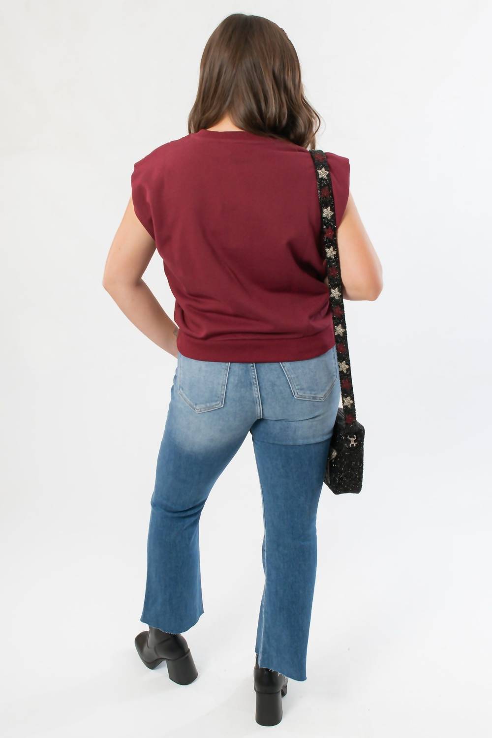 THML Studded Sleeveless Top in burgundy - women's blouse - view 4