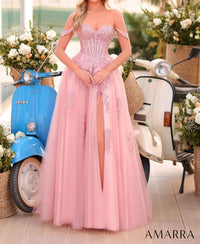 Amarra - Off-shoulder Embroidered Gown