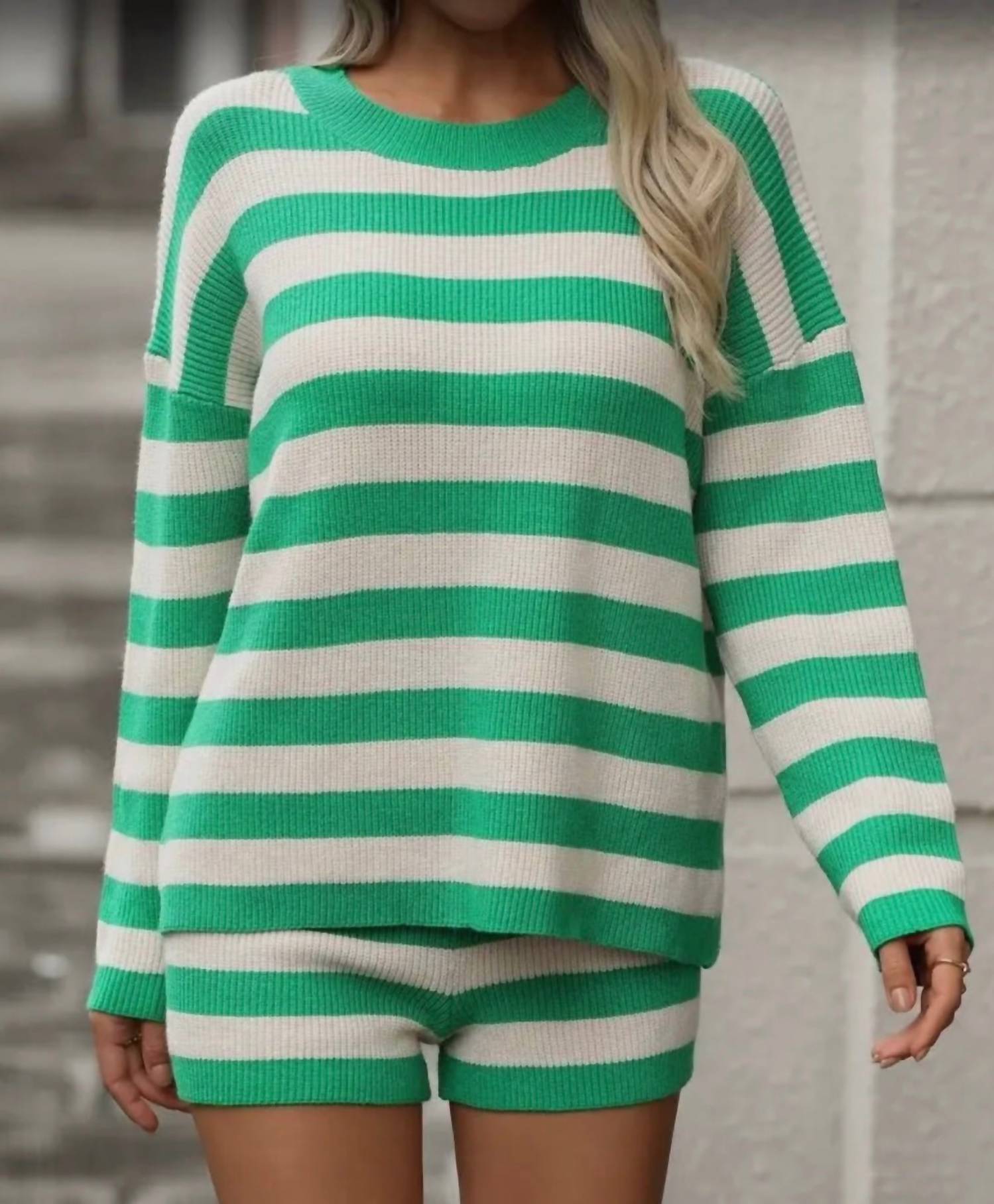 Miss Sparkling - Long Sleeve Striped Knit Set