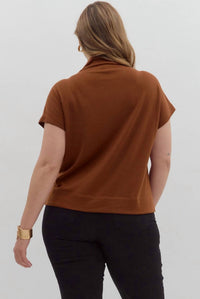 Entro - Tammy Knit Mock Neck Pullover Top - Plus