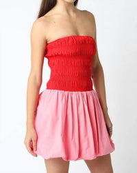 Olivaceous - Sweetheart Strapless Bubble Hem Dress