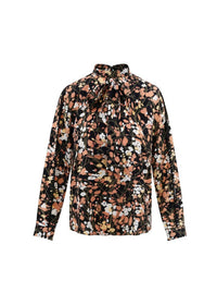 Miss Finch Nyc - Women's Cuffed Spring Foliage Blouse With Front Tie