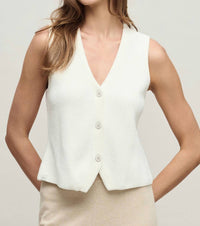 BAREFOOT DREAMS Ultra Lite Button Front Vest in pearl - women's jacket