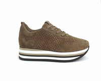 Softwaves Women's Cassia Bling Tie Platform Sneaker in acero bronze - women's sneaker