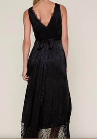Sky To Moon - Satin Floral Wrap Maxi Dress with Scallop Lace