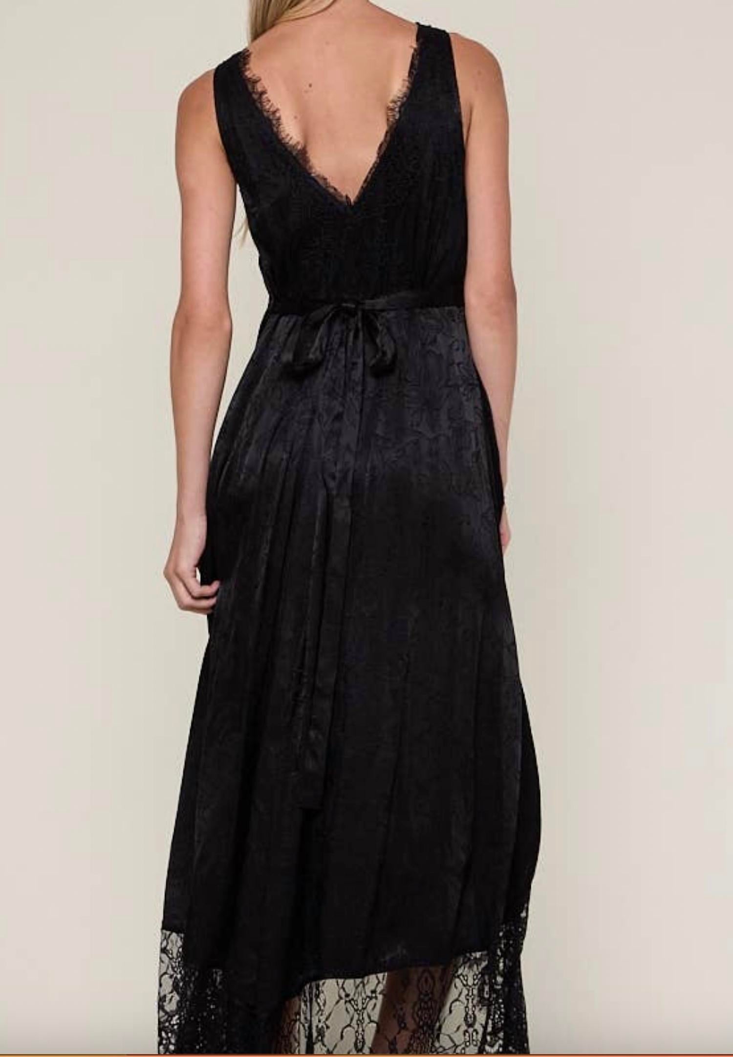 Sky To Moon - Satin Floral Wrap Maxi Dress with Scallop Lace