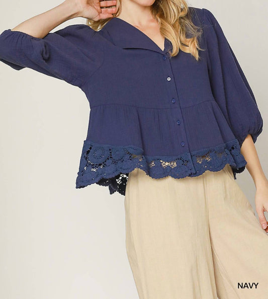 Umgee - Cutwork Short Sleeve Top