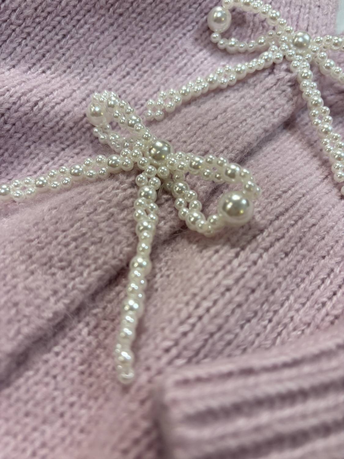 DESIGN HISTORY Pearl Bow Cardigan in lilac - women's cardigan - alternate view