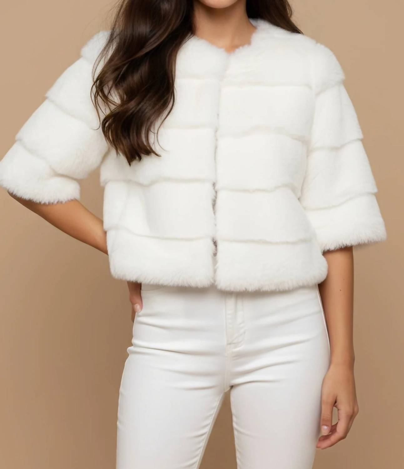Metric Knits - Faux Fur Half Sleeve Bolero