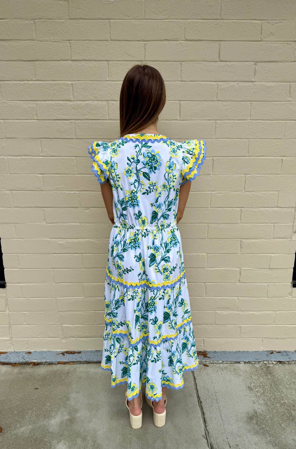 Sail To Sable - V-neck Flutter Sleeve Midi Dress
