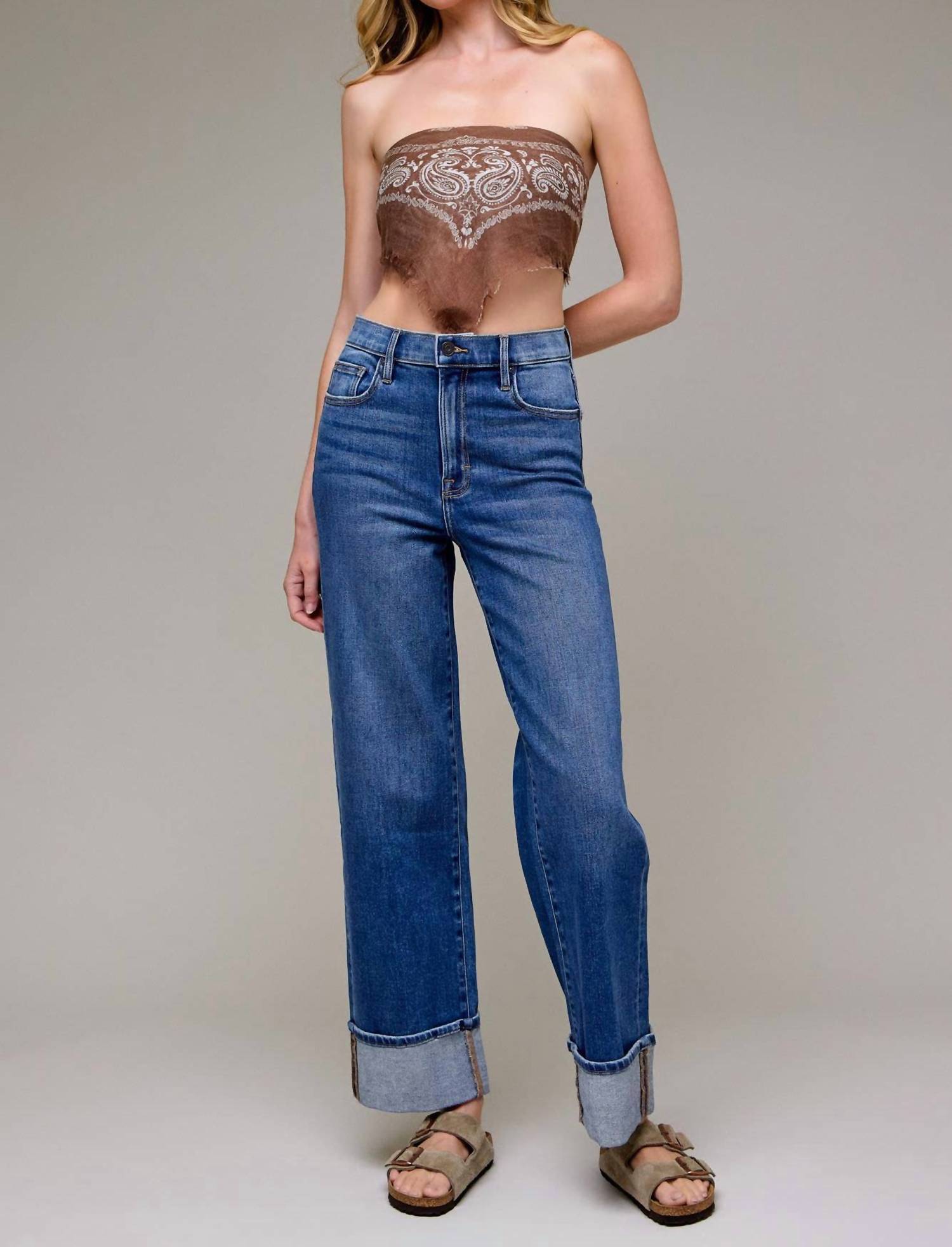 Hidden - Cuffed Stretch Dad Jean