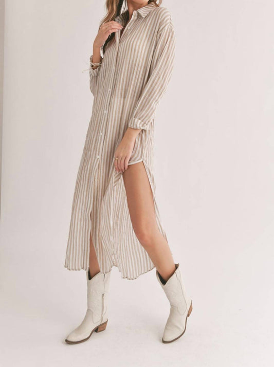 Sadie & Sage - Sands Thin Stripe Duster Shirt