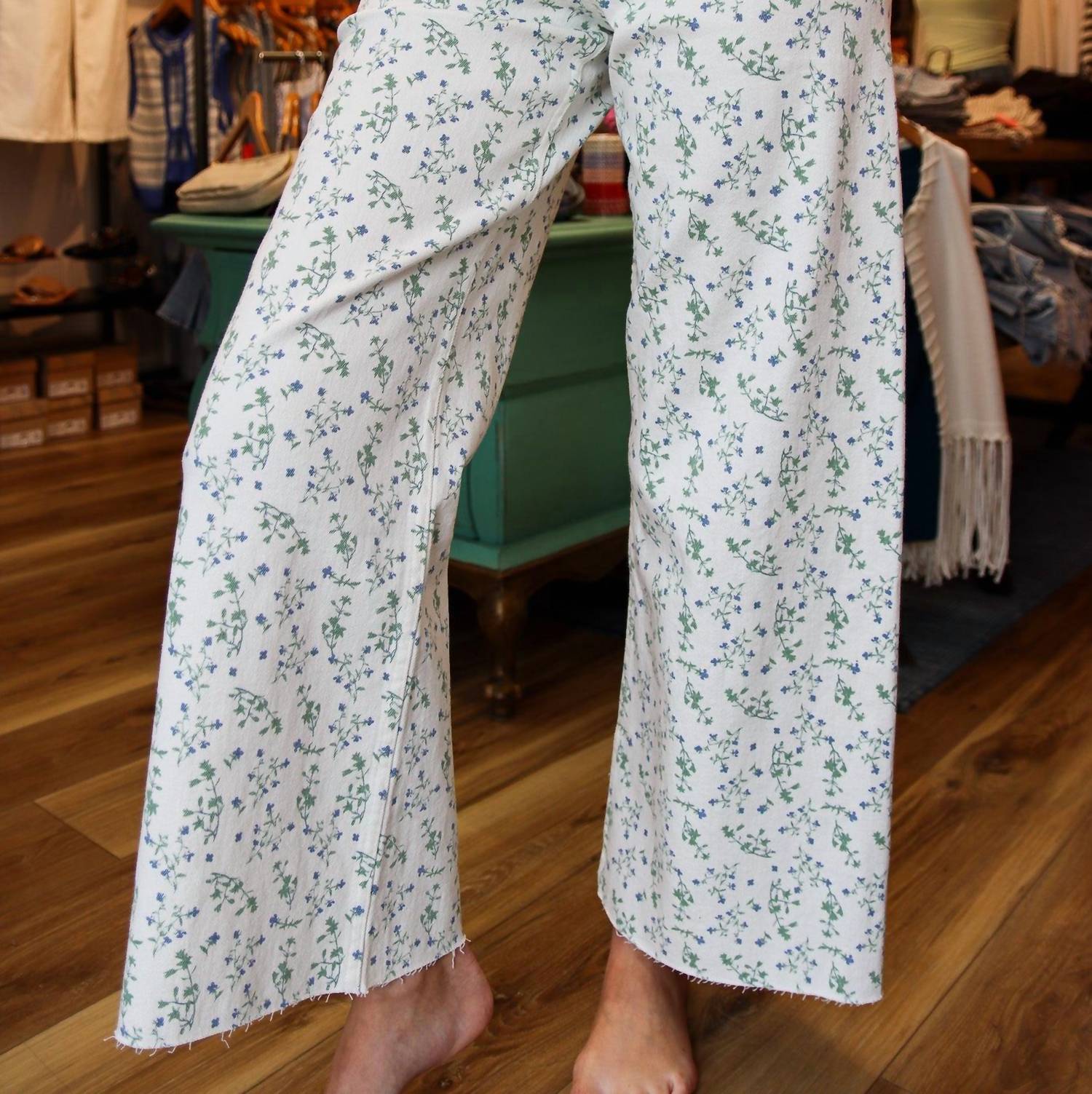 Miou Muse - Floral Print Stretch Denim