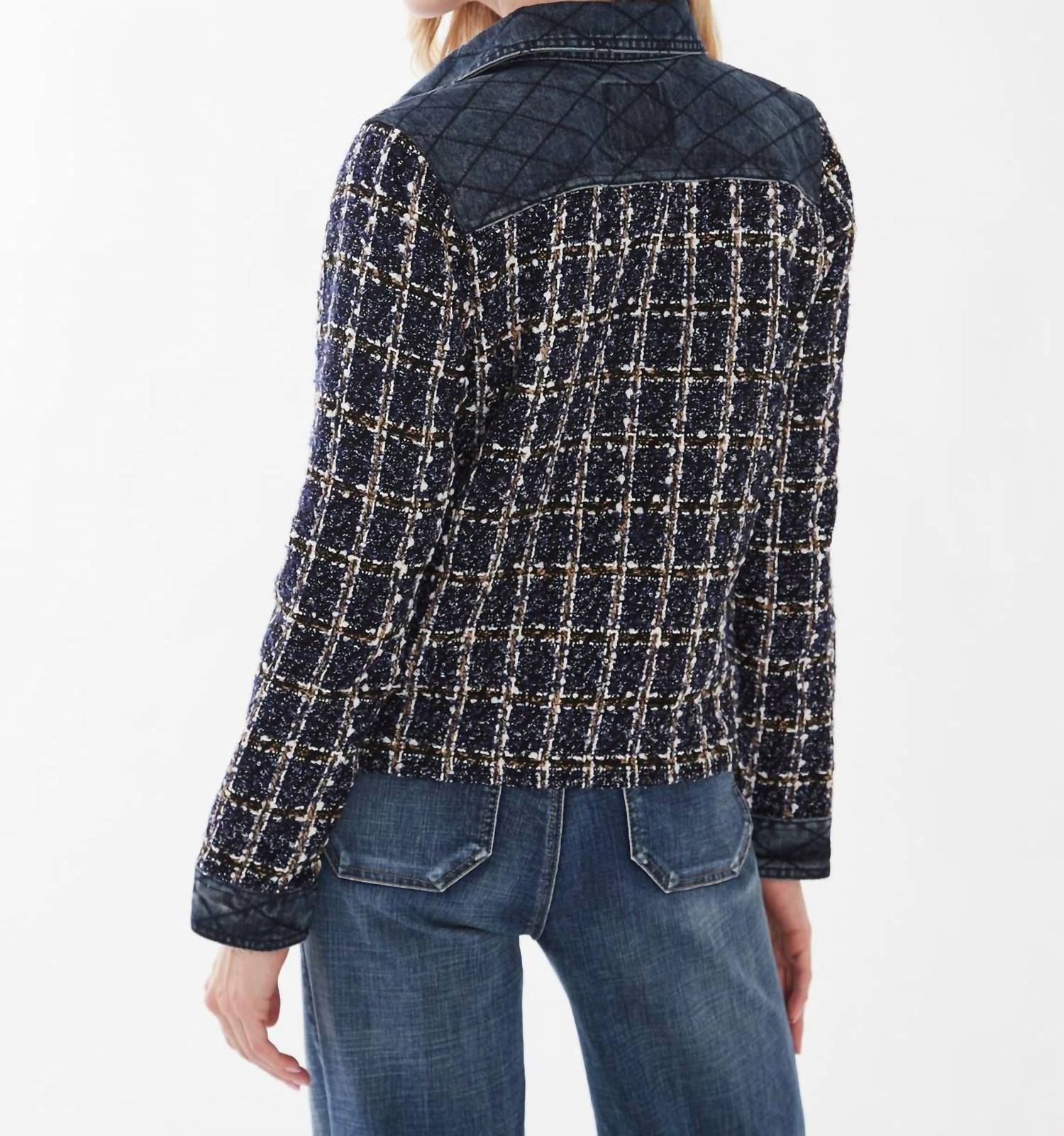 FDJ Mixed Media Jacket in isla indigo - women's jacket - alternate view