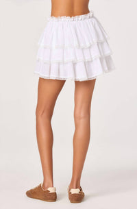 ASTR Women's Genever Tiered Ruffle Mini Skirt in white - women's skirt - detail view