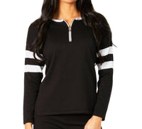 Crew Stripe Zip Detail Top