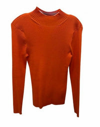 Madison Hill Women Ribbed Knit Mock Turtleneck Sweater in orange spice - women's sweater
