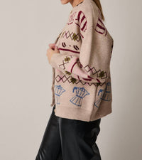 Sunday Edition Cozy Cafe Cardigan in oatmeal - women's cardigan - detail view
