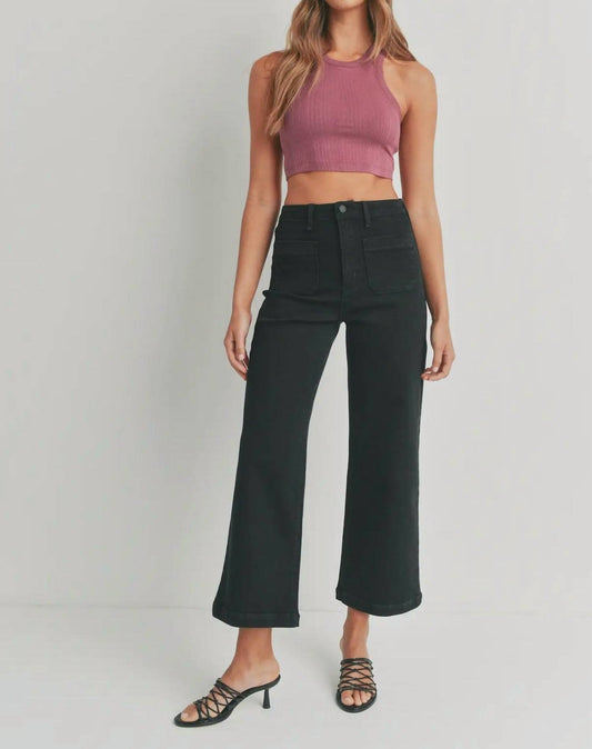 Just Black Denim - Patch Pocket Wide Leg Flare Jean