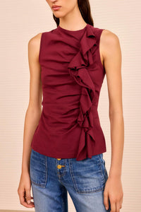 Ulla Johnson - Clio Ruched Ruffle Top