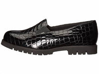 David Tate Women's Pearl Leather Loafers in black croco - women's flats - detail view