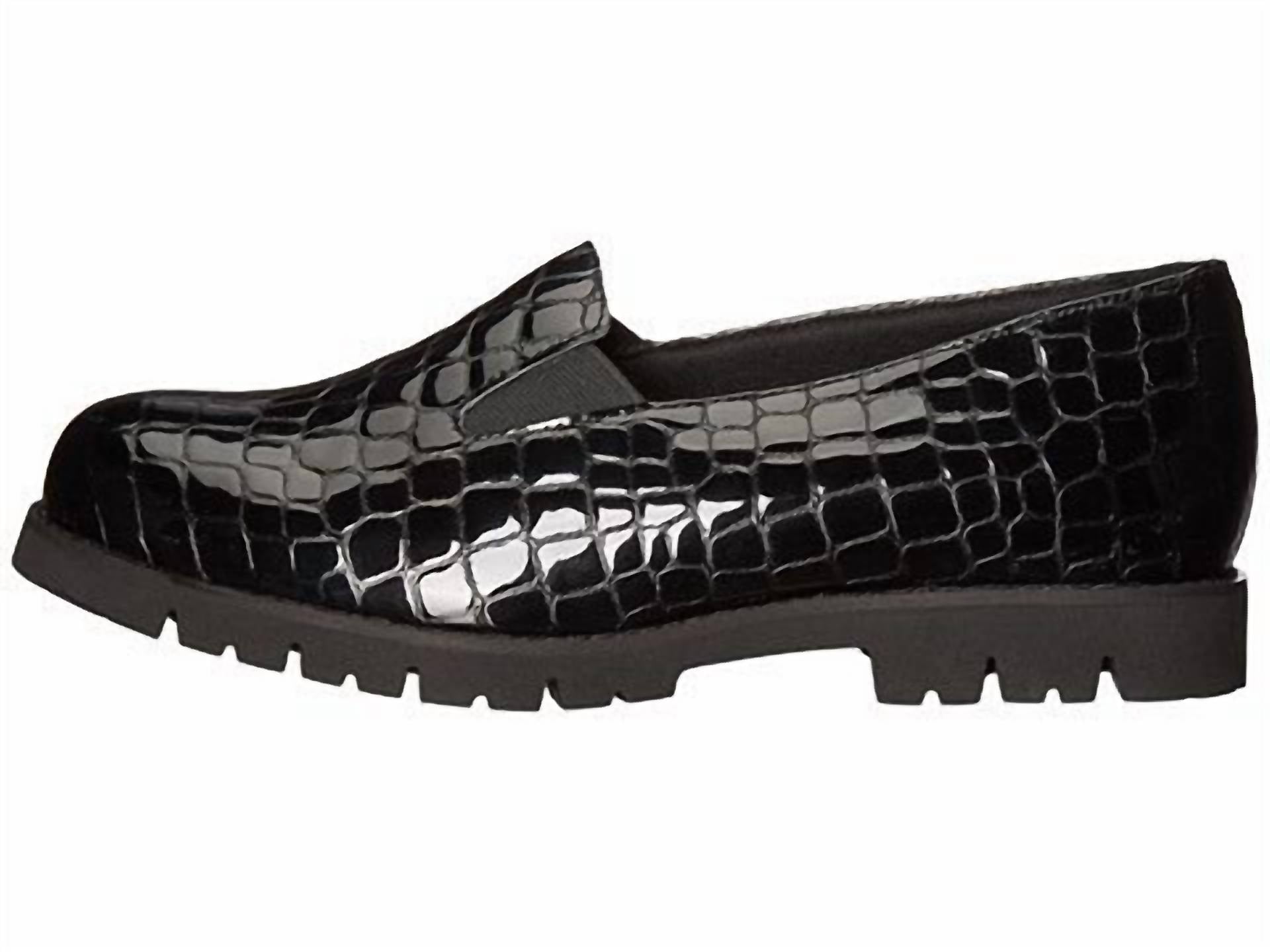 David Tate Women's Pearl Leather Loafers in black croco - women's flats - detail view