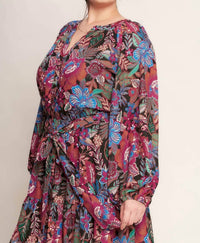Flying Tomato - Printed Woven Mini Dress - Plus