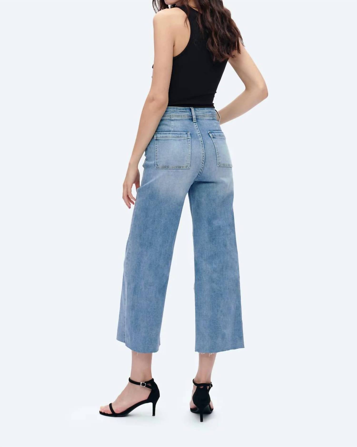 Bayeas - Linda High Waisted Wide Leg Ankle Jeans