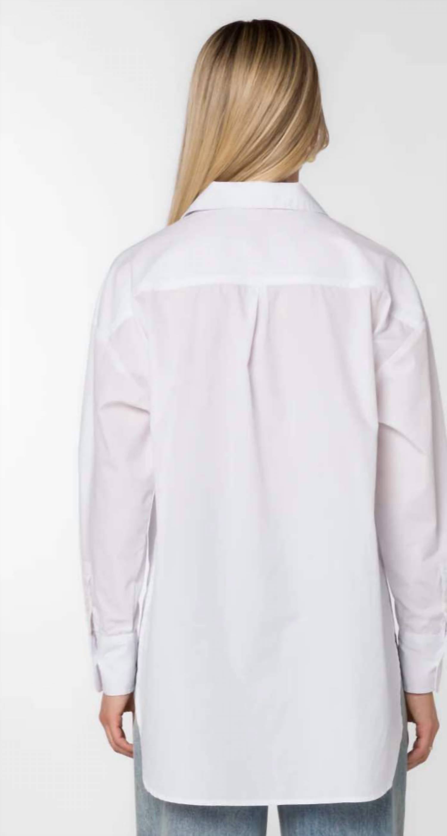 Velvet Heart Waylon Long Sleeve Shirt Top in optic white - women's long sleeve top - detail view